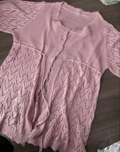 2/9削除　SHEIN ピンク レース編みカーディガン XXL