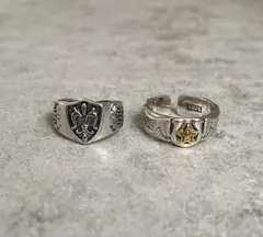 【お得な2点セット！】ヴィンテージリングアクセサリー メンズ シルバーレディース