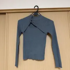 MURUA グレー リブ編み ハイネックセーター 長袖