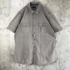 B1110古着　シャツ　半袖　グレー　90s Y2K