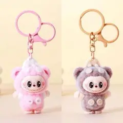 LABUBU ラブブ　キーホルダー ピンク　ブラウン　2点