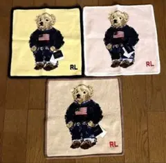 RL ポロベア刺繍タオルハンカチ 3色セット