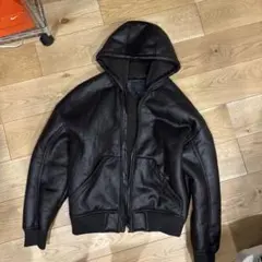 ZARA フェイクレザー フーデッドジャケット ブラウン Sのサムネイル