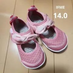 IFME サンダル ウォーターシューズ 14.0 ピンク リボン メッシュ