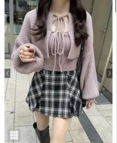 インパン裏地付きツイードチェックミニスカート