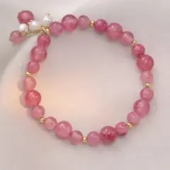 ピンクストーンビーズブレスレットピンクアクセサリー