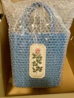 RURU MARY'S / 手刺繍のプチかごバッグ　ブルー 新品
