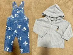 80センチ　ミッキーサロペット＋パーカー