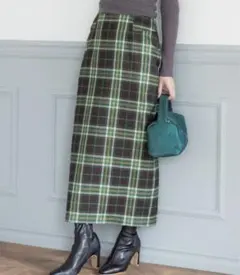 【新品タグ付き】チェック柄Iラインスカート大人可愛いカジュアルオシャレモード