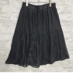 プリーツスカート 黒 M セレモニー 通勤 入学式 卒園式