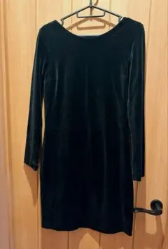 MELROSE ブラックベルベット長袖ワンピース