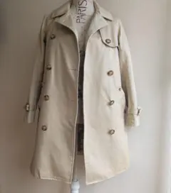 アーバンリサーチ☆ベージュ ダブルトレンチコート　ライナー付きS ミドル丈 通勤