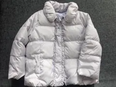 ライトグレー フリル付き中綿コート