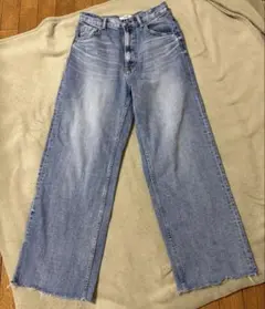 【美品】アズール　ライトブルーワイドレッグデニム