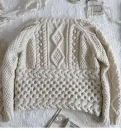 アランフォークロア編みにニット　ハンドメイド作家作品♩新品