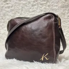 美品✨Kitamura レザーショルダーバッグ Kロゴ ブラウン 本革 肩掛けのサムネイル