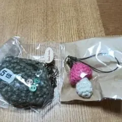 麻バックキーホルダーときのこストラップセット
