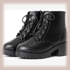 レースアップブーツ 19cm サイドジップ レースアップ 袴 フォーマル 黒