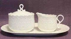 ナルミ　シルキーホワイト クリーマー&シュガーポット&サンドウィッチプレート
