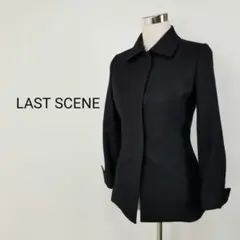 LAST SCENE美シルエット綺麗めウールステンカラージャケットM黒のサムネイル