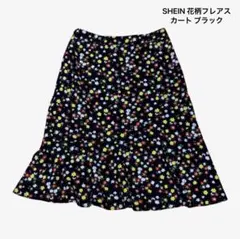 SHEIN 花柄フレアスカート ブラック Sサイズのサムネイル