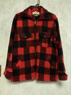 Melton(メルトン)赤黒バッファローチェック ウールジャケット YKKジップ