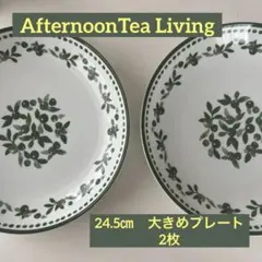 アフタヌーンティーリビング|緑の葉模様 24.5大プレート|2枚