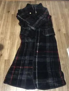 groony 着る毛布 チェック柄ロングガウン ブラック グルーニー