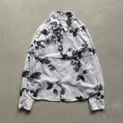 【新品】イチアンティークス ボタニカル柄 リネンブレンドシャツ ブラウス 新品】イチアンティークス ボタニカル柄 リネンブレンドシャツ