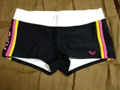 ROXY セパレート水着ショートパンツ 黒/白/ピンク/黄ライン美品