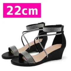 DADAWEN サンダル レディース ヒールサンダル 5cmウェッジ 22cm
