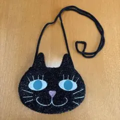 黒猫デザイン ポーチ キラキラ素材
