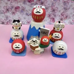 豆富士アイス必勝だるま＆猫のせだるま赤白＆必勝豆だるま＆合格豆だるま＆縁起担ぎ猫