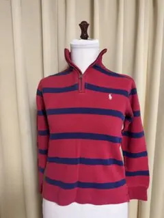 ポロ・ラルフ・ローレン 赤と紺ストライプ　M(10-12)