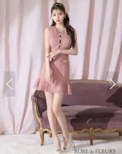 ROBE de FLEURS ピンク ノースリーブドレス