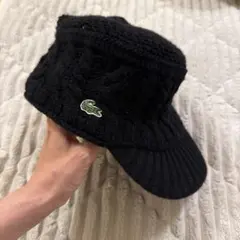 LACOSTE ニットキャップ ワークキャップ ブラック