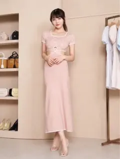 【美品】Darich ランダムロゴウエストカットロングワンピース