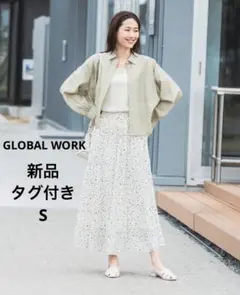新品 GLOBAL WORK さらさらリラックスフレアワイドパンツ Sサイズ