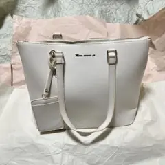 【清楚・大容量】MONO COMME CA トートバッグ 白 パスケース付き