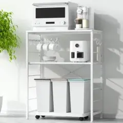 YDH ゴミ箱上ラック 幅80×奥行40×高さ100cm 5段可動棚(ホワイト)のサムネイル