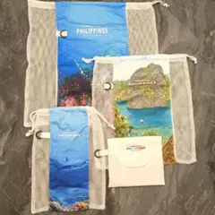 新品未使用☆非売品☆フィリピンデザイン メッシュ巾着袋3点セット