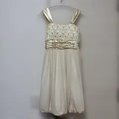 アイボリー ビーズ装飾 パーティードレス