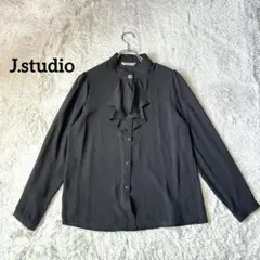 J.studio フリルブラウス ブラック 長袖 シャツ　オフィスカジュアル