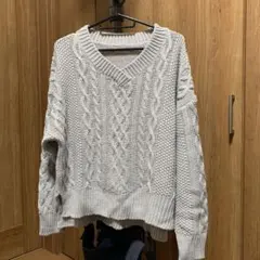 earth music &ecology ケーブルニット グレー