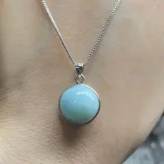 天然石ペンダント　ラリマー　ブルー　13mm SV925刻印