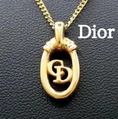美品✨ディオール、Diorロゴゴールドサークルレディースネックレス_897