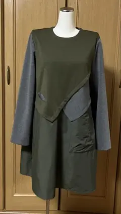 DH TRADE ワンピース　ひざ上丈　チュニック　クールネック　異素材