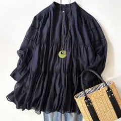美品✨ メゾンドソイル 刺繍ブラウス スタンドカラー バックボタン 