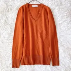 スライ ニット 長袖 セーター Vネック(2) オレンジ シンプル きれいめ