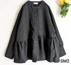 新品　切替ギャザーブラウス　ブラック　SM2